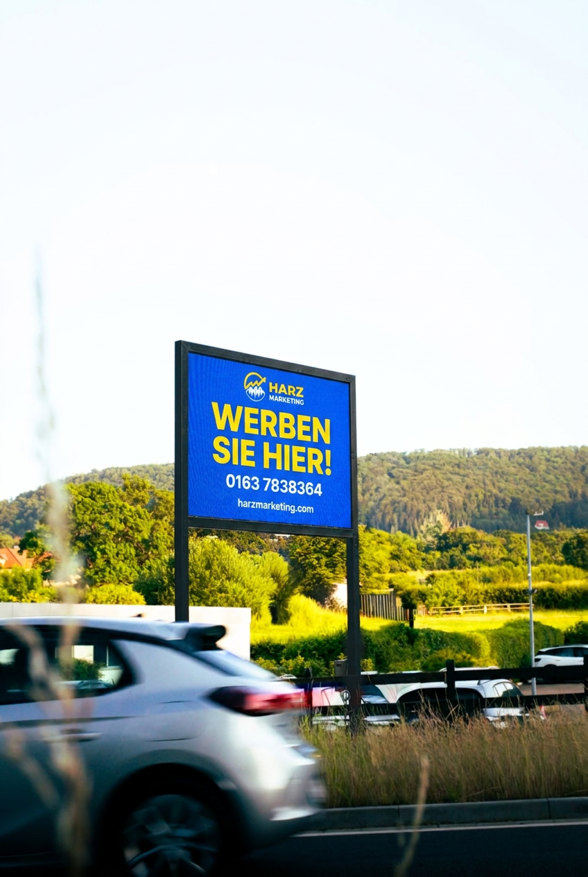 Digitale Werbetafel von Harz Marketing an der Hauptstraße in Bad Harzburg